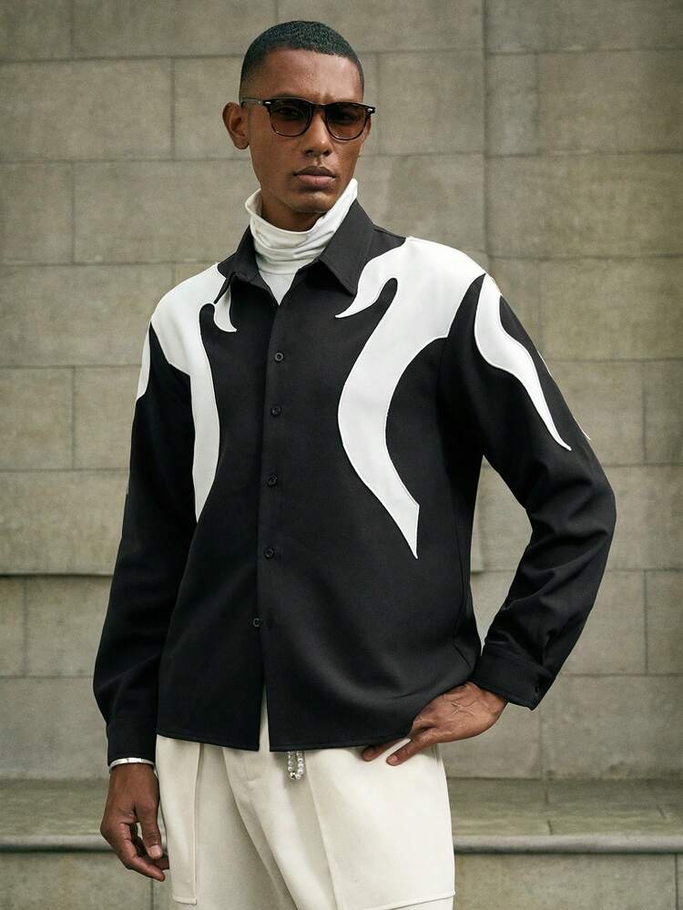 Men's Contrast Color Single-Breasted Long Sleeve Fashionable Versatile Commuter Suit Blazer, Wedding Striped Men Casual Long Sleeved Black And White Blazer