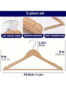 5/10个装木质衣架，防滑外套衣架，加厚浴袍衣架，适用于衣柜，多功能节省空间衣架，裤架，衣架，适用于衬衫、夹克、连衣裙、裤子，返校季、感恩节、万圣节、圣诞节和其他节日礼物 - 彩色 - 查看 11