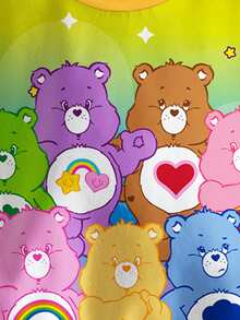 SHEIN X Care Bears 年轻女孩圆领长袖舒适秋冬啦啦熊睡前熊、好运熊、闪光熊、温柔熊卡通可爱彩色彩虹英文字母印花图案卫衣 - 白色 - 查看 5