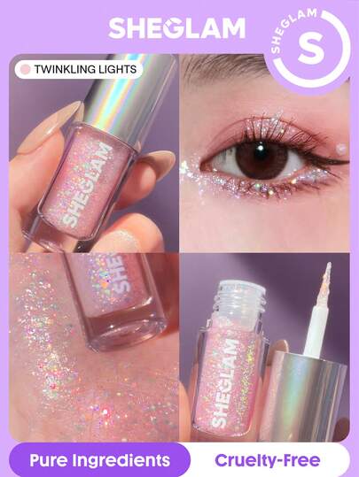 Insta- Glitter Liner-Twinkling Lights Gel De Fard à PaupièRes Pailleté Rose Couleur Eyeliner Pailleté UniforméMent Pigmenté NoëL Fard à PaupièRes De FêTe D'Hiver Paillettes Marque Beauté Visage Maquillage CosméTique Pour Femmes Filles Parfait Pour Hiver IdéAl Pour Y2K ÉLéGant Mode Adapté Pour Anniversaire Xmas Cadeau FêTe PrêT Meilleure Couleur