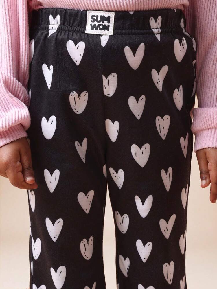 Heart Print Palazzo Pants With Wide Leg