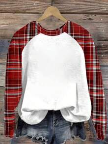 EMERY ROSE Áo nỉ dài tay tay raglan dành cho nữ, thích hợp cho mùa thu/đông và ngày Valentine: Áo nỉ đôi hình trái tim, áo thun in hình dễ thương cho nữ, áo thun in hình trái tim, áo dài tay dễ thương. - trắng - Xem 2