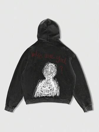 Street Life Herren Hoodie mit Slogan-Aufdruck und Acid-Wash-Effekt mit Reißverschluss