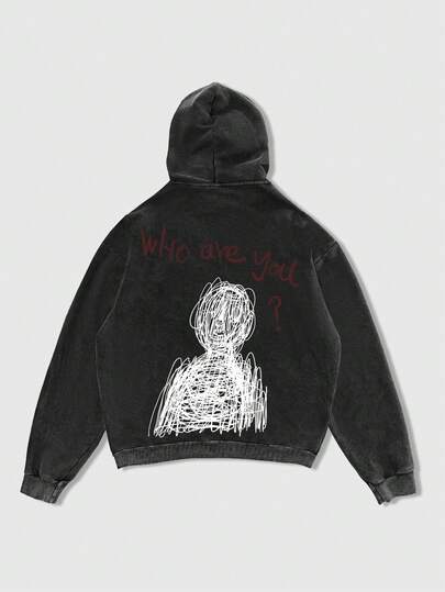 Street Life sweat-shirt à capuche zippé avec slogan et effet délavé pour hommes