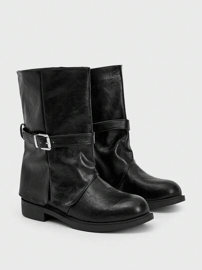 Sugerpunk Women's Casual Solid Color Ankle Boots, Suitable For Commuting, Autumn/Winter