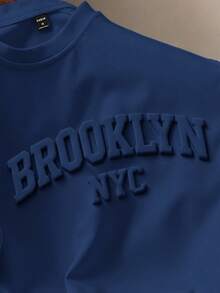 Manfinity Joysei Casual Everyday Wear Round Neck Short Sleeve Men T-Shirts - Navy Blue - View 2