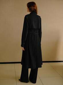 MOTF PREMIUM CASUAL EVERYDAY ELEGANT LOOSE TIE-WAIST DENIM COAT - Black - View 7