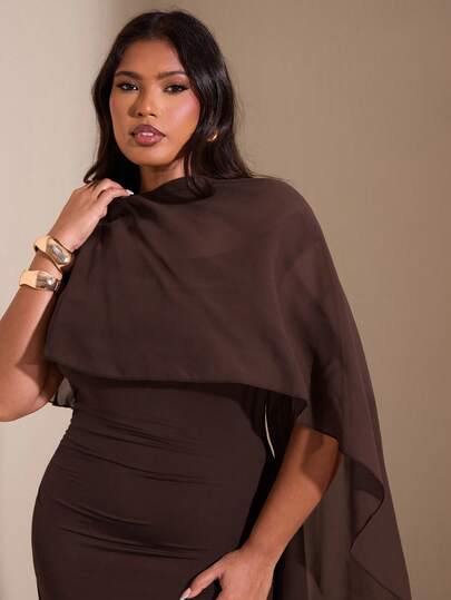 SHEIN BAE فستان بودي كون أنيق بلون أحادي بدون أكمام غير متماثل
