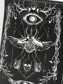 ROMWE Ví phong cách Gothic, hình giọt nước mắt đá quý pha lê hình cô gái Punk, ngôi sao, mặt trời, thanh kiếm, thiết kế sáng tạo hình ngôi sao năm cánh, ví đựng thẻ thời trang thường ngày - Đen tối - Xem 4