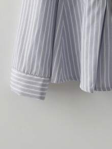 GlowEve 女士撞色条纹长袖荷叶边纽扣前襟时尚二合一衬衫