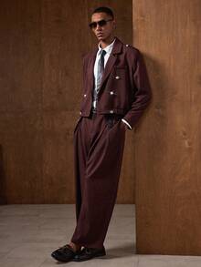 AKNOTIC Men's Suit Set, Comfortable & Versatile For Daily Wear, Gatherings, Parties, Dates - Rose Red - View 6