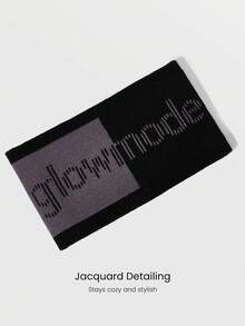 GLOWMODE Băng đô dệt kim Jacquard rộng 80% len Merino ấm áp mềm mại thích hợp mặc ngoài trời hàng ngày vào mùa thu đông - màu đen - Xem 4