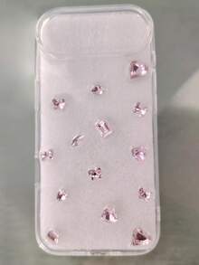 Unique Sparkling Crystal Diamond Transparent Customized Phone Case Compatible With IPhone 14 Pro Max, 13, 12, 11, XR, XS, X, 7, 8 Plus, 16 Pro Max, Feminine Design Waterproof Shockproof Anti-Fall Scratch Resistant - Pink - View 4