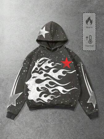 Street Life sweat-shirt à capuche décontracté à manches longues avec imprimé pentagramme pour adolescent garçon