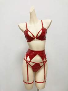 SHEIN 5pcs/Set Women's Solid Color Hollow Sexy Wireless Bra Set