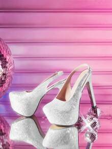 CUCCOO LuxiPop 优雅防水厚底高跟鞋，百搭通勤必备 - 銀色 - 查看 2