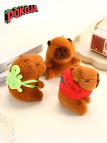 POKOJA LAND 4.7inch Cute Capybara Stuffed Animal Plushie Pendant-Capybara Pendant With Backpack, Brown Soft Fabric, Keys, Schoolbag Pendant, Suitable For Friends And Children's Perfect Birthday Gift Spring To Summer - Multicolor - View 1