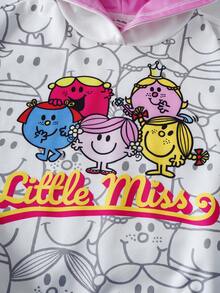Mr Men Little Miss X SHEIN Tween Girl Casual Cartoon Pattern Hoodie And Pants Set, Autumn - Multicolor - View 3