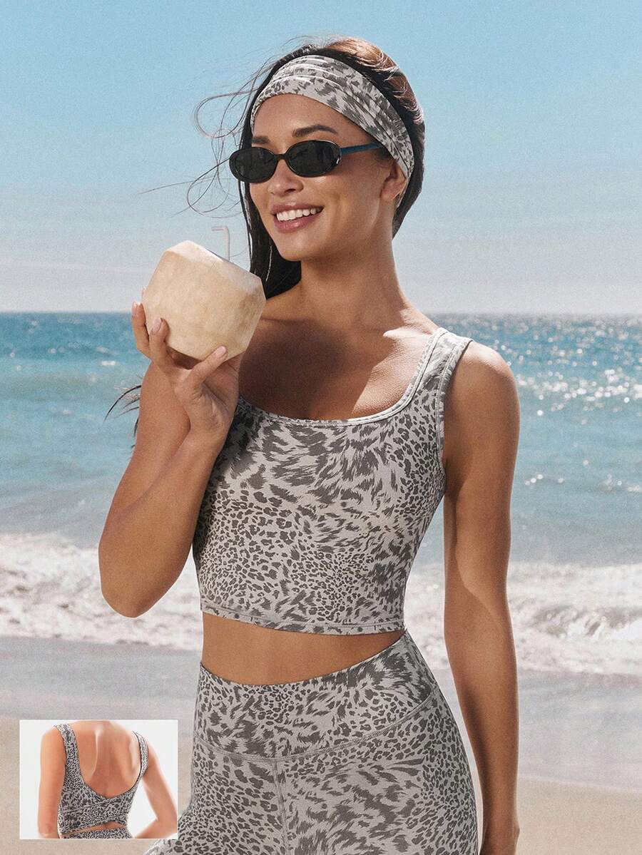 GLOWMODE FeatherFit™ U 型后背镂空运动交叉背心 轻度支撑 低冲击瑜伽 日常 秋冬 - 深灰色 - 查看 1