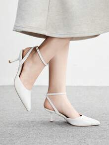 CUCCOO BIZCHIC Zapatos de tacón de punta elegantes y de moda para mujer, versátiles para ir al trabajo - Blanco - Ver 3