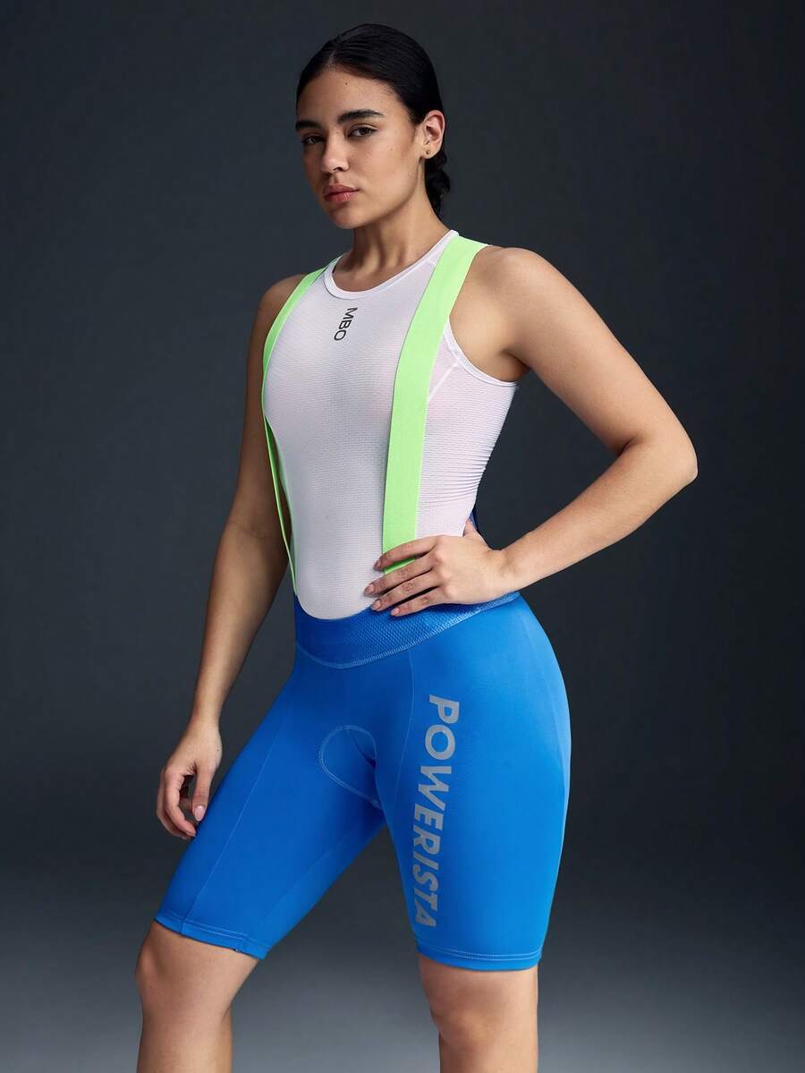 Powerista Women's Royal Blue Backless Sleeveless Bermuda Shorts Cycling Jersey Knitted Fabric  Summer Spring Winter  Sleeveless Coral Blue Cycling Jersey Shorts Knitted Fabric Powerista Women's Contrast Color Raglan Sleeve Zip-Up Fitted Casual Cycling Top Athletic Clothes Woman Red Active Wear Red Bike Shorts Women Compression Shirt Cycling Clothes Women
