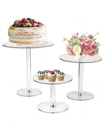 1pc,Acrylic Cake Stand, Clear Cake Stand, Round Tall Cake Stand, Dessert Table Display Set, Cupcake Stand, Dessert, Cupcake Pastry Candy Display, Wedding, Event, Birthday Party
