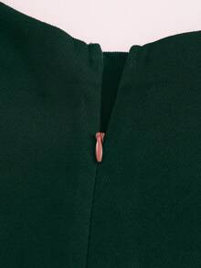 Sparklyn 优雅梭织长袖翻领衬衫 + 休闲梭织无袖中长连衣裙，适合少女 - 墨綠色 - 查看 4