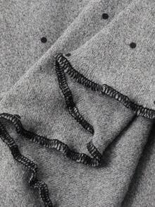 DAZY Women's Contrast Trim Polka Dot Print Brushed Pajama Set, Autumn/Winter - Grey - View 7