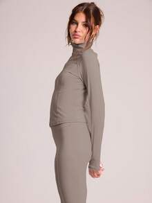 Musera Sport 全拉链长袖高领修身紧身夹克，适合板式网球、网球、匹克球、健身房、秋季普拉提、日常休闲穿着。