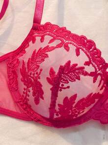 5pcs Women Sexy Spaghetti Strap Bra, Panty, Waist Cincher And Leg Garter Lingerie Set