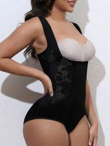 COTOLO Body moldeador de mujer negro con tirantes anchos - disfraz halloween mujer, corset mujer, faja de mujer, faja colombiana para mujer, Halloween Gifts, Halloween Essentials, faja posparto para mujer - Patrón negro - Ver 5