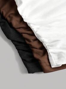 SHEIN EZwear 3 件套休闲简约纯色圆领褶皱长袖大码女式 T 恤，适合秋冬季 - 彩色 - 查看 4