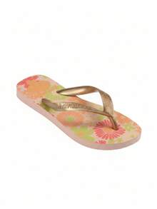 Havaianas HAV. KIDS 女士花卉图案休闲日常百搭舒适平底人字拖 - 玫瑰金 - 查看 1