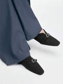 Mnmlis 女士休闲简约日常通勤百搭平底鞋 - 黑色 - 查看 6