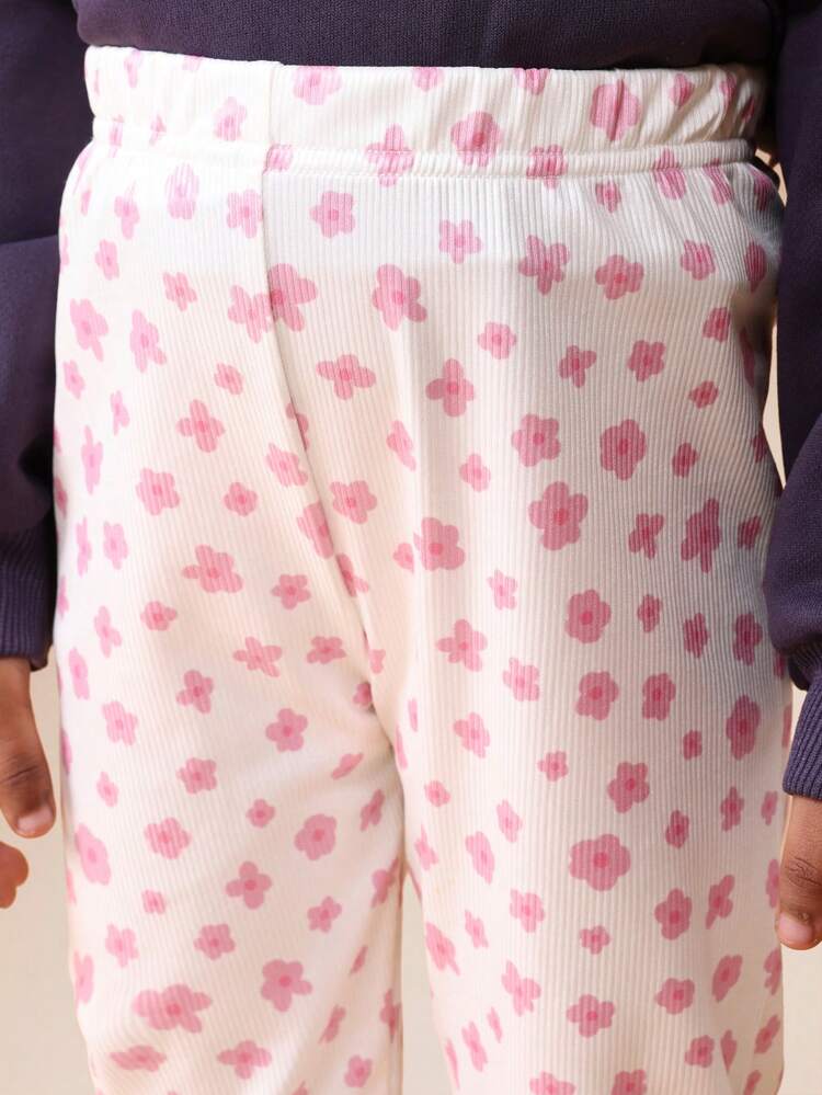 Ruffle Sweatshirt And Polka Dot Leggings Set