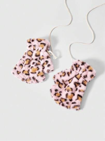 Goth 1 Pair Black Y2K Retro Fuzzy Zebra Print Fingerless Gloves, Minimalist Fashion Accessory Suitable For Daily Wear, Parties, Gatherings, Autumn/Winter, Unisex