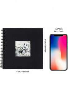 1pc, Scrapbook Photo Album With Black Inner Cowhide Paper Pages, 7x7 Inches, 20 Pages, DIY Notebook, Wedding Anniversary Memory, Travel, Guest, Christmas,Birthday, Valentine's Day Gift1pc, Scrapbook Photo Album Wi… - Multicolor - View 4