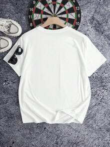 Manfinity Dauomo Y2K interessantes Muster Herren locker sitzende Sommer T-Shirt - Weiss - Übersicht 2