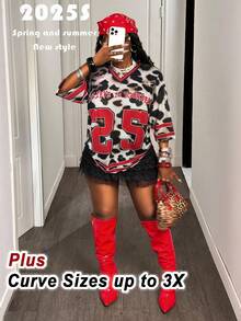 Slaydiva 夏季新音乐节复活节西部游牧风格生日派对毕业学生日常休闲度假邮轮海滩日光浴爆款极简休闲街头风女式V领印花T恤（字母、数字、豹纹、网眼） - 棕色 - 查看 3