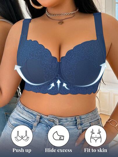 1件大码蕾丝舒适无痕支撑钢圈文胸