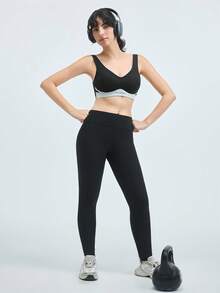 Loungeista 1件冬季运动紧身裤高腰加厚羊毛裤保暖天鹅绒加厚保暖裤羊毛打底裤冬装女 - 黑色 - 查看 7