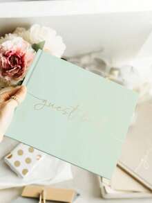婚礼宾客签名册 - 精致优雅的婚礼、洗礼派对及其他特殊活动宾客签名册 - 100页空白页，可用于婚礼签到和照片 - 家居装饰（绿色） - 綠色 - 查看 4
