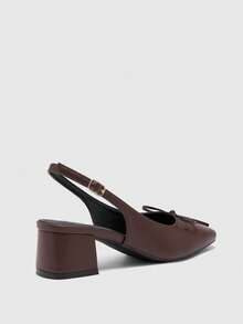 CUCCOO BIZCHIC Women's Bow Decor Buckle Design Fashionable High Heels, Versatile For Daily Wear For Christmas Valentine's Day Spring Shoes - Coffee Brown - View 9