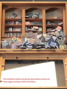 SHEIN Wooden Miniature Bookshelf Display-Decorative Collectible Figurines For Various Room Types,Handcrafted,Anxiety-Relief Knick-Knack,Indoor Use,No Electricity Required - Multicolor - View 3