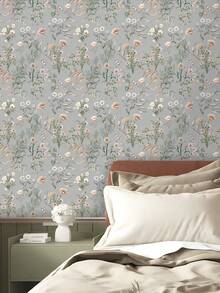 1 Cuộn Giấy dán tường hoa văn phong cách đồng quê sang trọng nhẹ nhàng, bóc ra dán được, giấy dán tường hoa cúc xanh chống thấm nước, có thể tháo rời, thích hợp trang trí nhà cửa, kích thước 17,53 * 393,7 inch - Nhiều màu - Xem 9