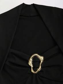 Sweetra Váy dự tiệc cocktail thanh lịch mới, màu đỏ tía với họa tiết kim loại, dáng ôm, phù hợp cho dịp Giáng sinh và các dịp trang trọng - màu đen - Xem 6