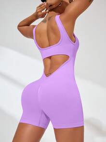 Slayform Women's Fitness Jumpsuit, Slim Fit Stylish Yoga Bodysuit - Mauve Purple - View 3
