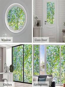 1Roll Window Privacy Film Stain Glass Window Film Rainbow Window Film Window Clings Non-Adhesive Reusable Decorative For Room - White - View 3