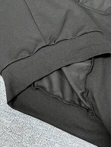 Manfinity Dauomo Men's Casual Solid Color Long Sleeve Pullover Sweatshirt - Black - View 8