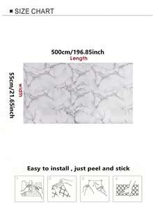 1 Roll Marble Contact Paper Peel And Stick Countertops For Kitchen Waterproof Contact Paper For Desk Rose Pink Marble Countertop Covering Adhesive Vinyl Wrap Renter Friendly Wallpaper - Black and White - View 4